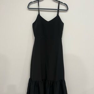 Lulu's Black V-Neck Spaghetti Strap Midi Dress